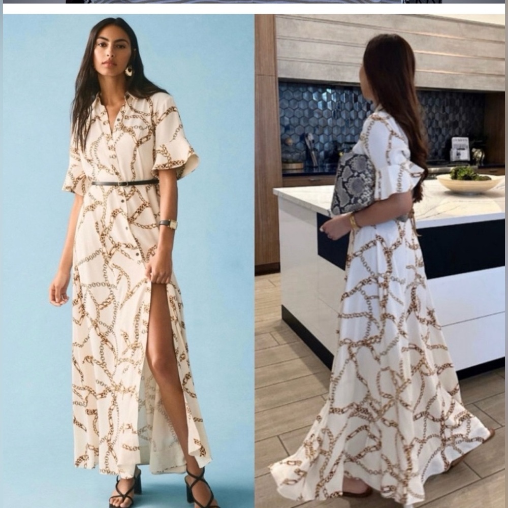 Beautiful flowy MAEVE x ANTHROPOLOGIE Printed Short-Sleeve Shirt Dress, XL - Picture 2 of 9